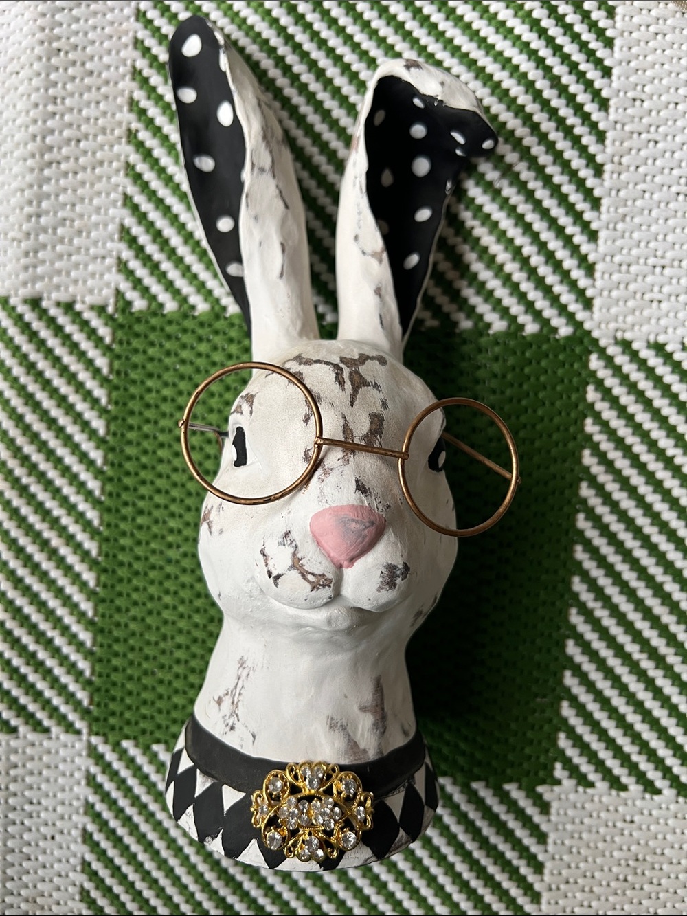 Ms. Beatrice Bunny - hand painted ears and collar and a little bling added.